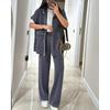 New Women's Autumn and Summer Solid-color Casual Loose Pocket Sweatshirt Straight-leg Pants Set