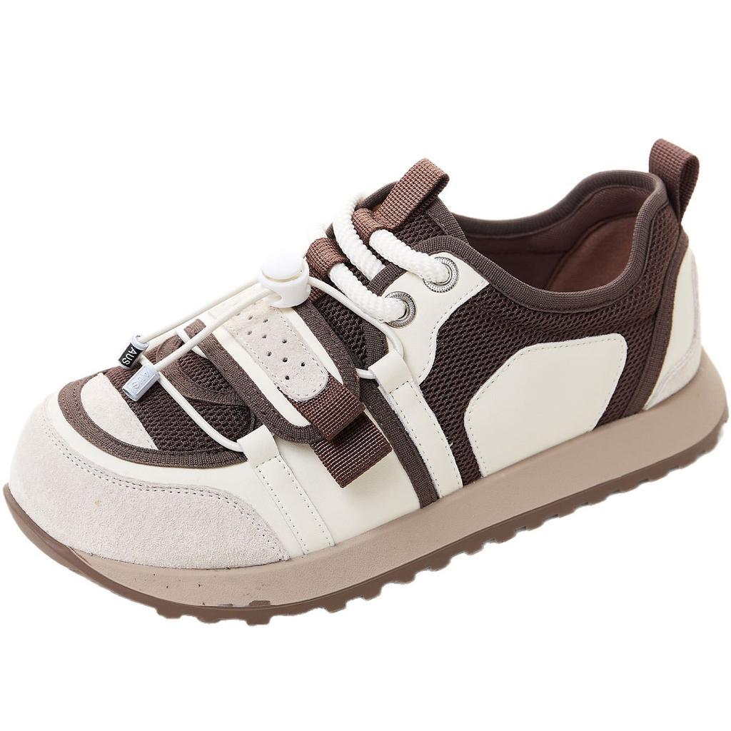 Chaussures poupée tête large moche mignonnes respirantes en maille de cuir pour femmes automne légères semelles souples baskets pain chaussures décontractées