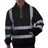 Men's Plus Velvet Hooded Sweatshirt with Reflective Strips for Outdoor Cold Protection