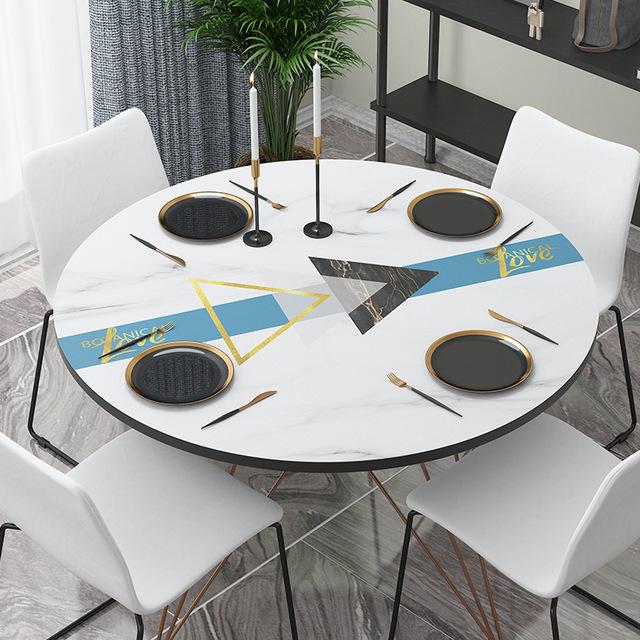 Pvc-Tischdecke im nordischen Stil, wasserdichte und ölbeständige Ledertischdecke, runder, einfacher Hotel-Ledertisch