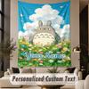 Custom Text Printed Tapestry My Neighbor Totoro Pattern Large Wall Hanging Indoor Room Decor