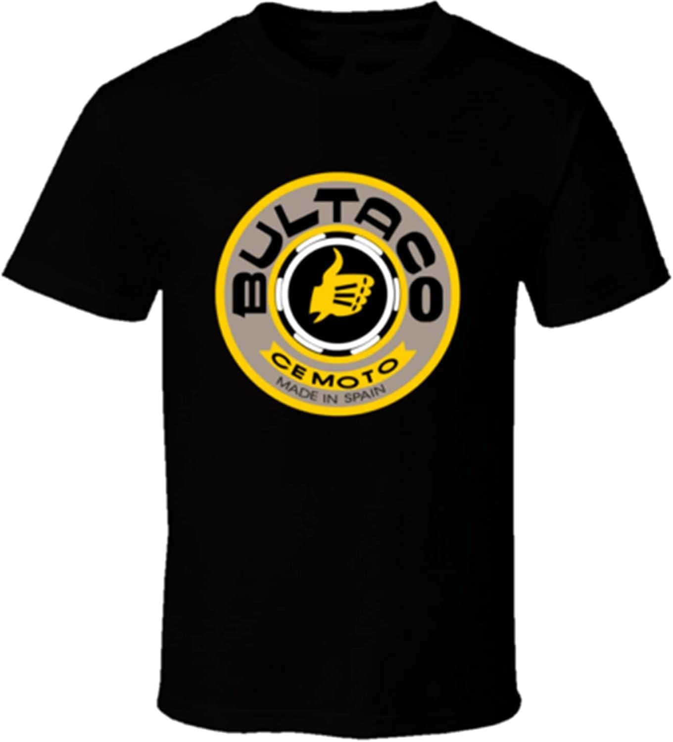 Gown Bultaco Spain Motorcycle Logo Mens Shirt Black White Tshirt Men s Black 3XL чёрный