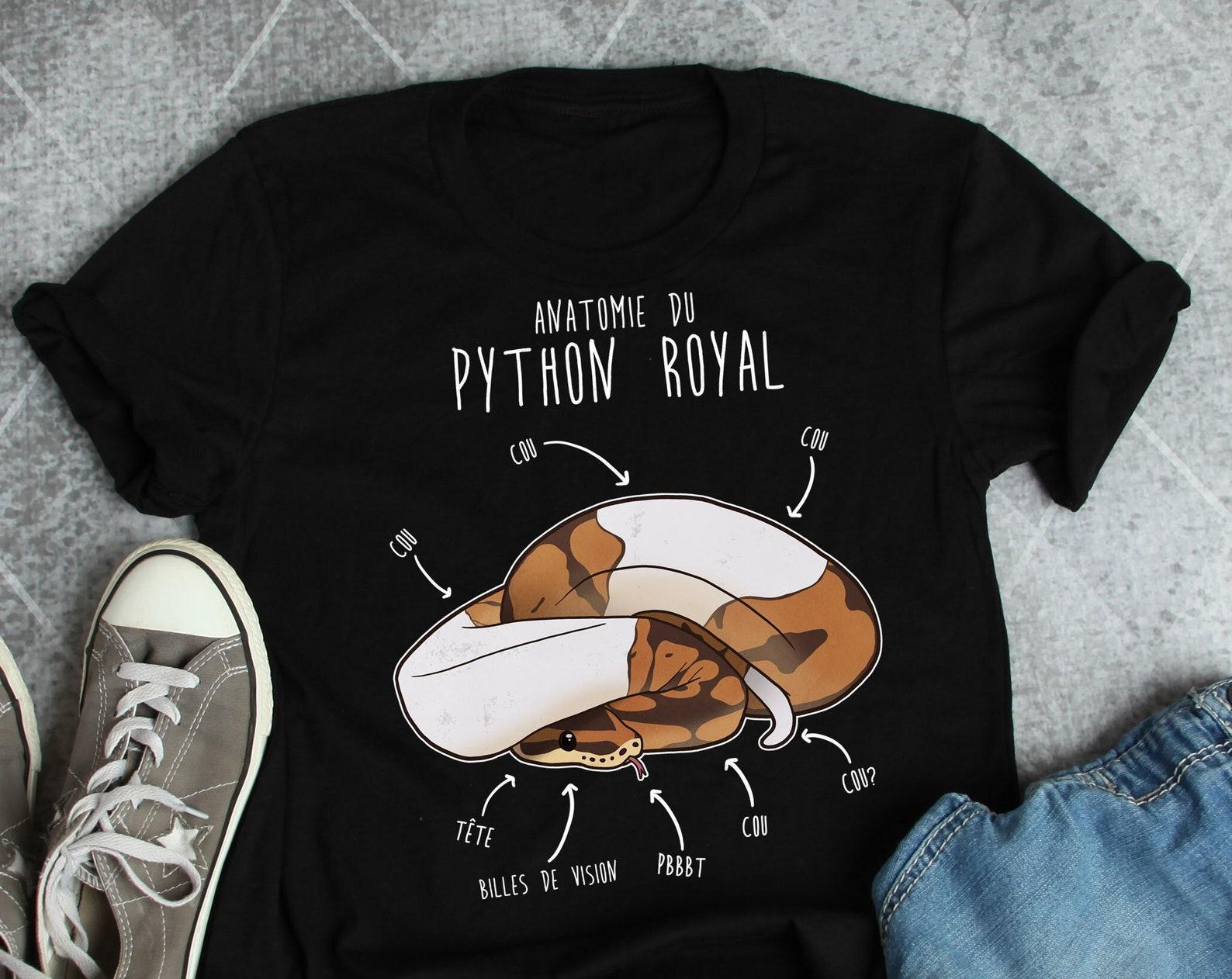 Anatomie Du Python Royal, Français French Funny Piebald Ball Python Shirt, , , Reptile Tshirt, Snake Lover Gift, Reptile T-shirt 100