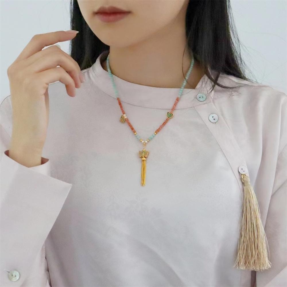Versatile Women Clavicle Chain Retro Minimalist Light Luxury Jewelry Natural Stone Freshwater Pearl Layered Stacked Necklace