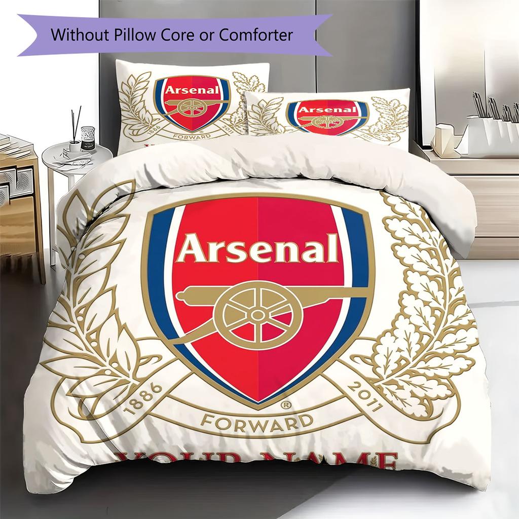 Arsenal F Custom Name Pattern Bedding,Quilt Set Quilt Cover Pillowcase Home Birthday Gift(1 * Duvet Cover + 2 * Pillowcase, Without Core)