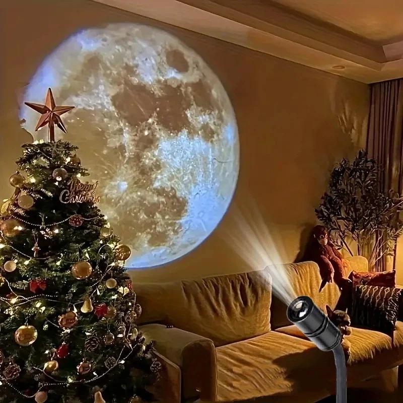 Nightlight Moon Projector Moon Shaped Projection Lamp Usb Rechargeable Holiday Atmosphere Decorative Dimmable Po Lamp