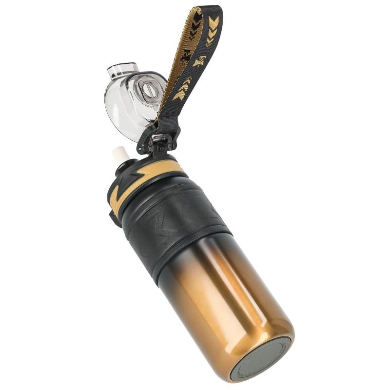 Thermal mug with straw, leak-proof, non-slip, 500ml - black gold