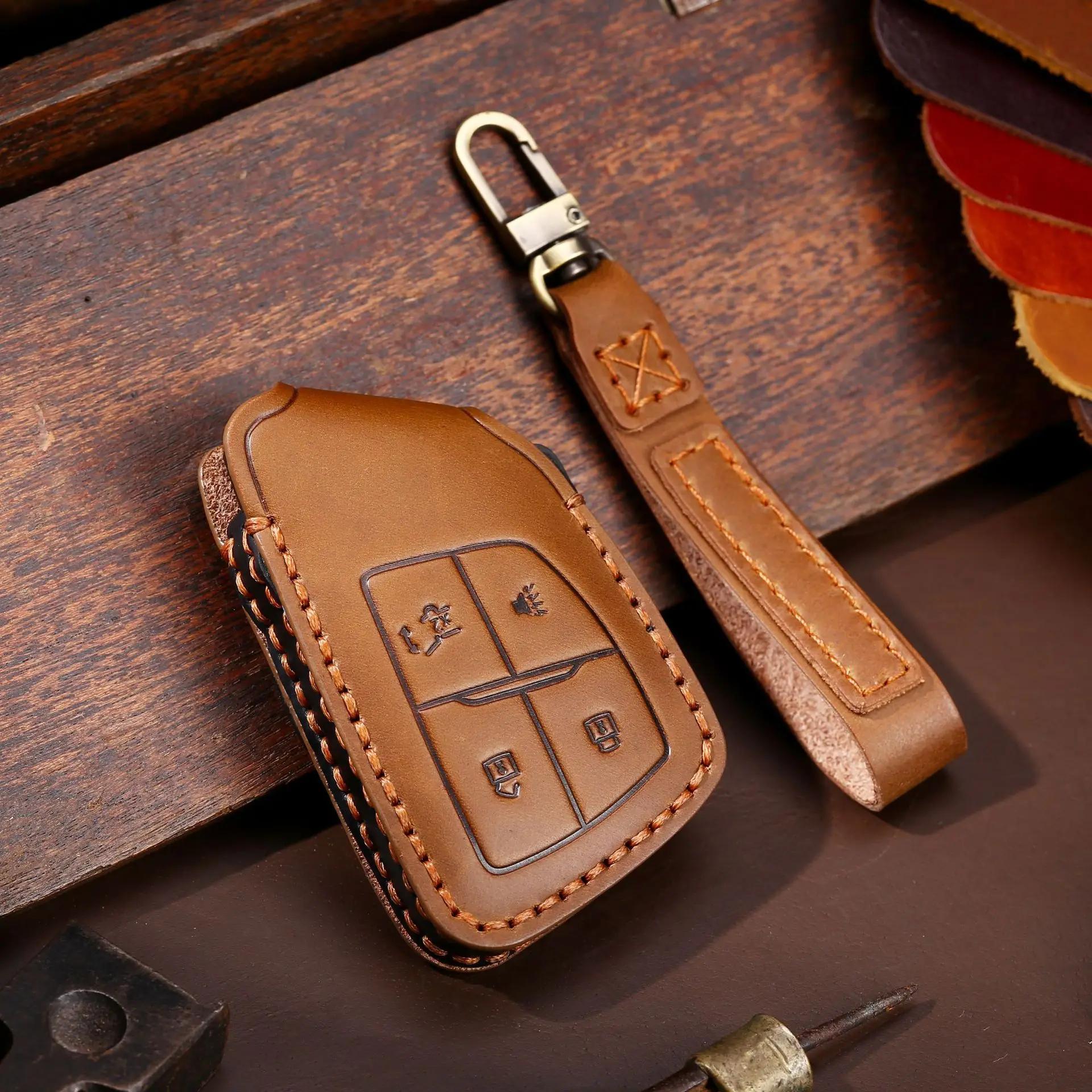 

Leather Car Key Cover Case for Chevrolet Tahoe Suburban for GMC Yukon for Buick ENVISION S Plus Avenir 2020 2021 2022 2023