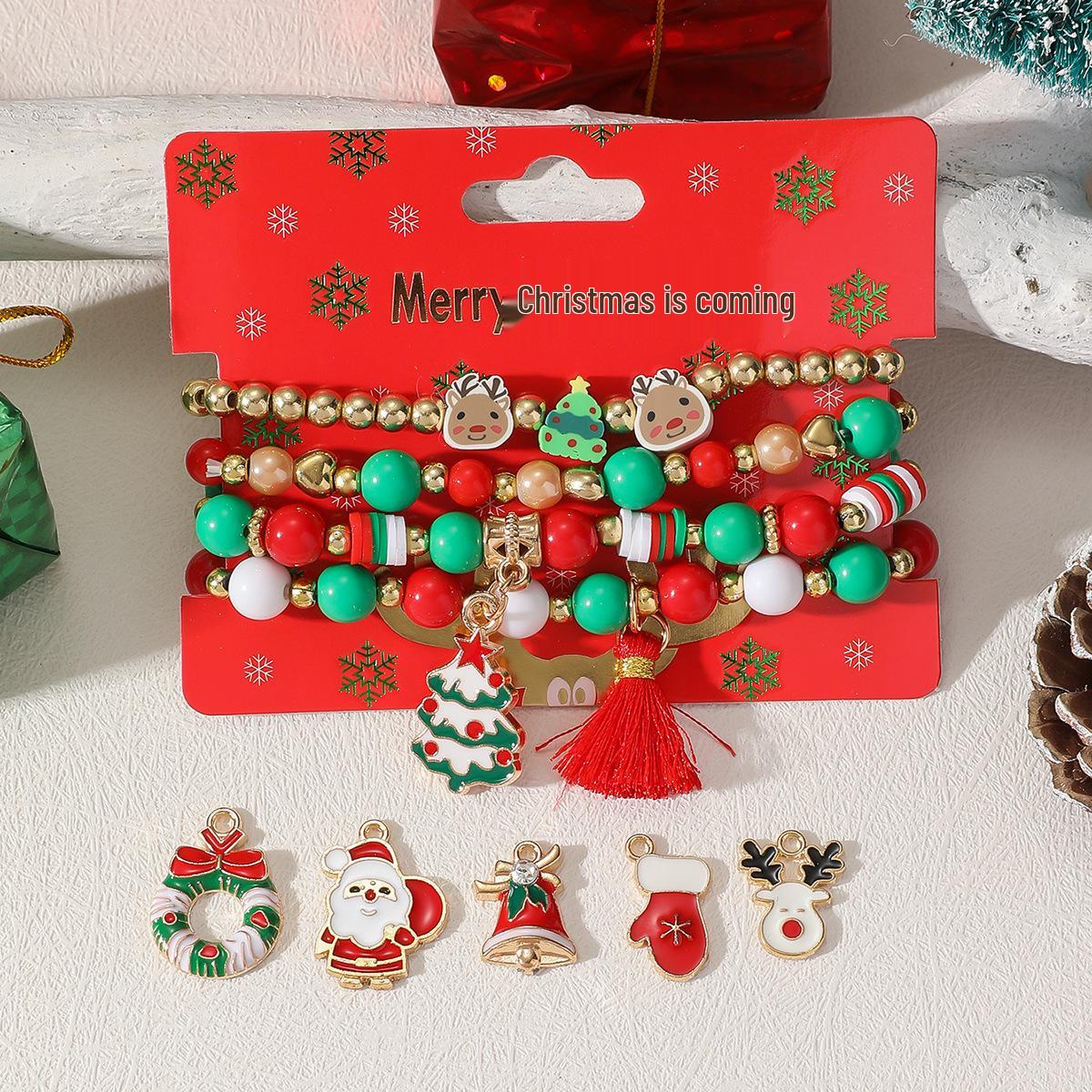 

Трансграничный браслет с колокольчиком-снежинкой: Европейские и американские праздничные DIY украшения из бисера.