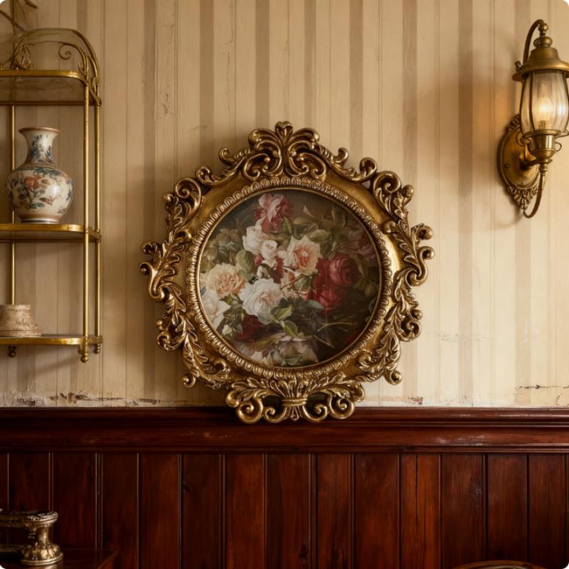 Luxury Vintage American Round Resin Photo Frame Wall/Table Display Elegant Home Decor Wedding Gift Handmade Art