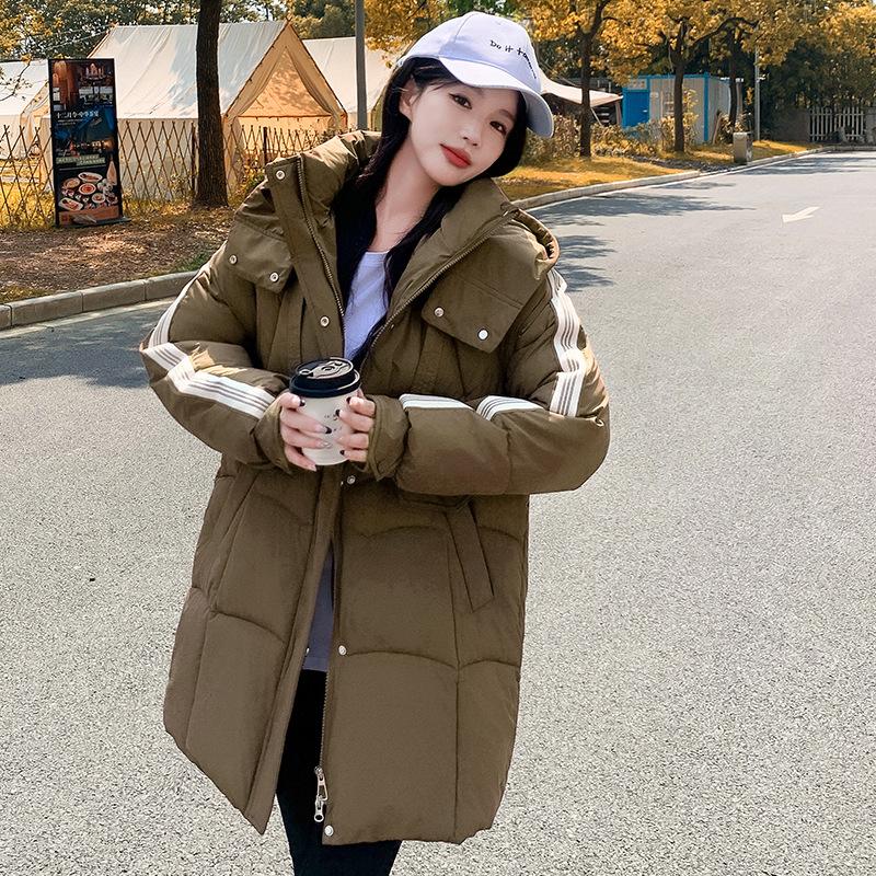 

Padded jacket medium and long padded jacket female loose student padded jacket winter coat XXXL-160-87.5 kg малиновий