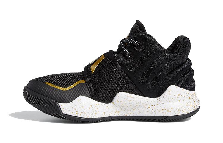 

Adidas Deep Threat Comfortable And Trendy Breathable Mid top Children s Basketball Shoes Black Gold FX8644 30