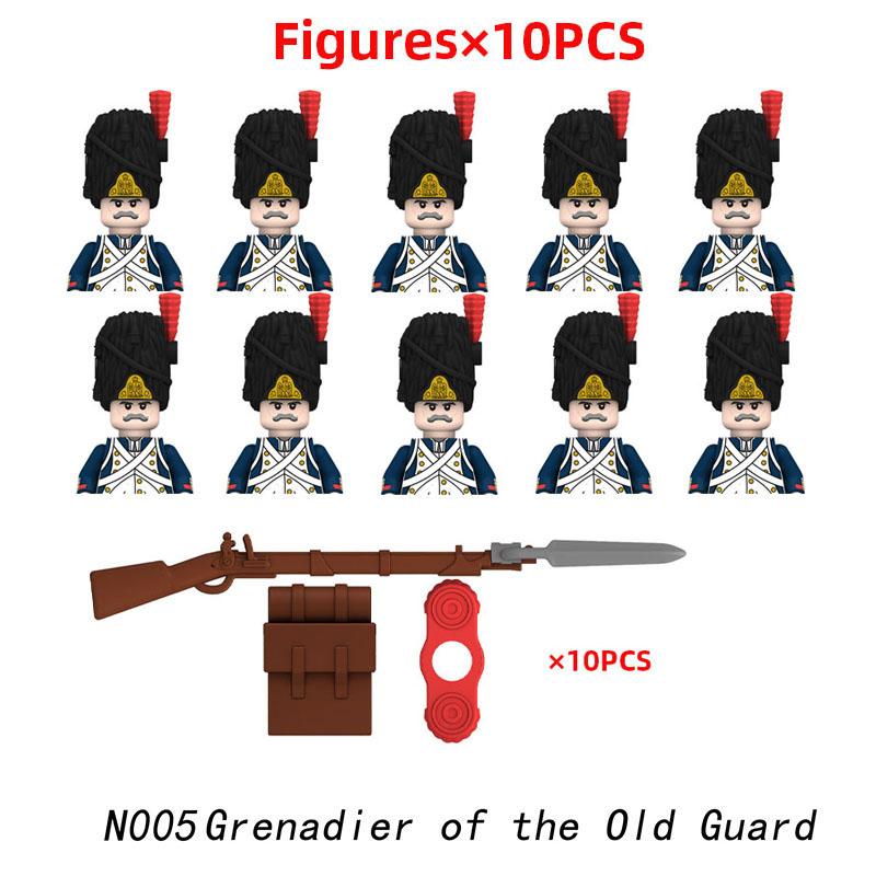 10 stücke Napoleonischen Kriege Militär Soldaten Bausteine WW2 Mini Figuren Französisch Britischen Fusilier Gewehre Waffen Spielzeug Für Kinder