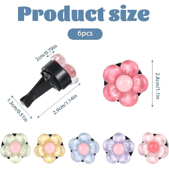 

6 PCS Car Flower Air Vent Clips, Multicolor Flower Air Freshener Car Clips, Cute Floral Vent Clip Decor for Interior Decor Accessories