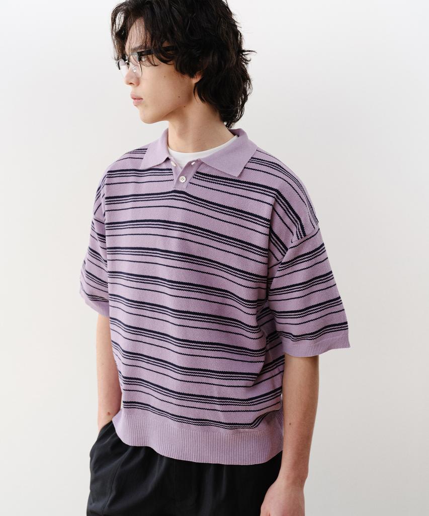 IEY Stripe Collar Knit Purple