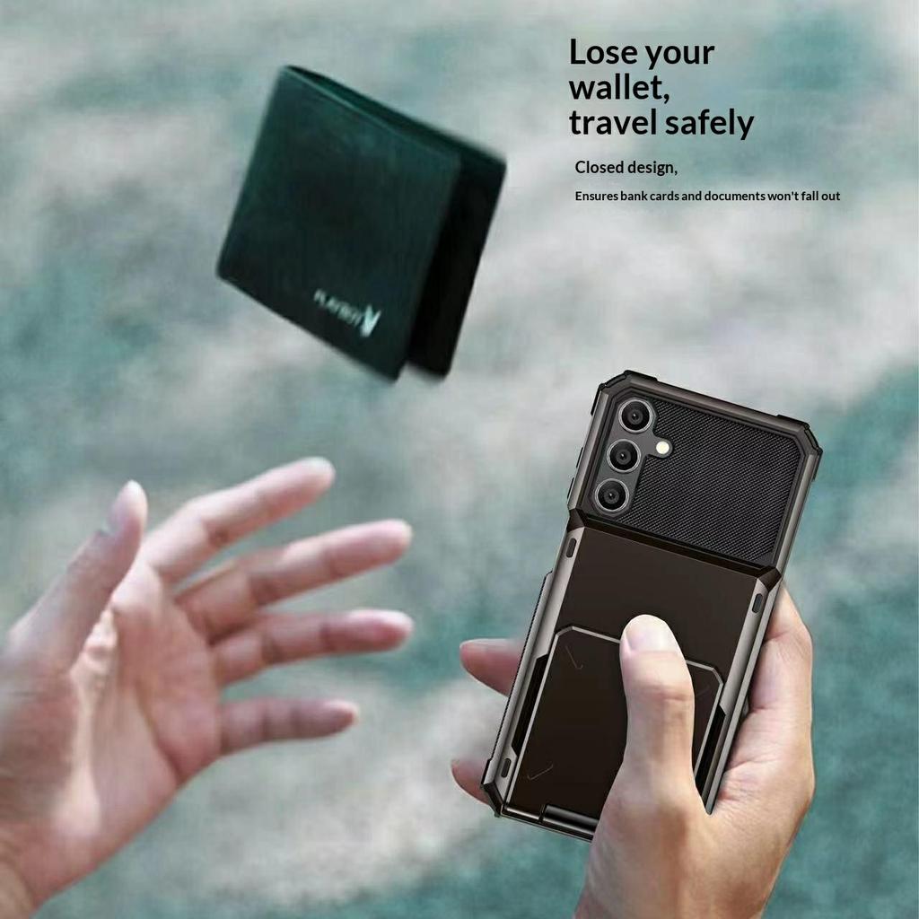 For Samsung Galaxy S26+ Case PC + TPU Dual Layer Back Phone Cover with Card Holder