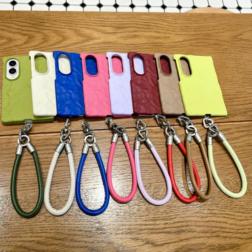 Lanyard Wrist Strap Case For Samsung Z Fold 8 Wrinkles 3D Water Ripples Cases for Galaxy ZFold 8 7 6 5 Fold8 Slim Matte PC Cover