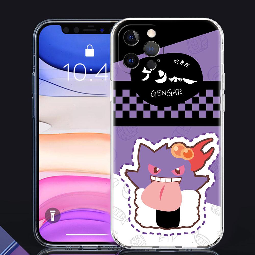 Custodia in TPU Per Apple iPhone 13 Pro Max 11 12 Mini X XS XR SE 2020 2022 7 8 Plus 6 6S Trasparente Morbida Copertura Telefono Cartone Animato Pokemon Sushi