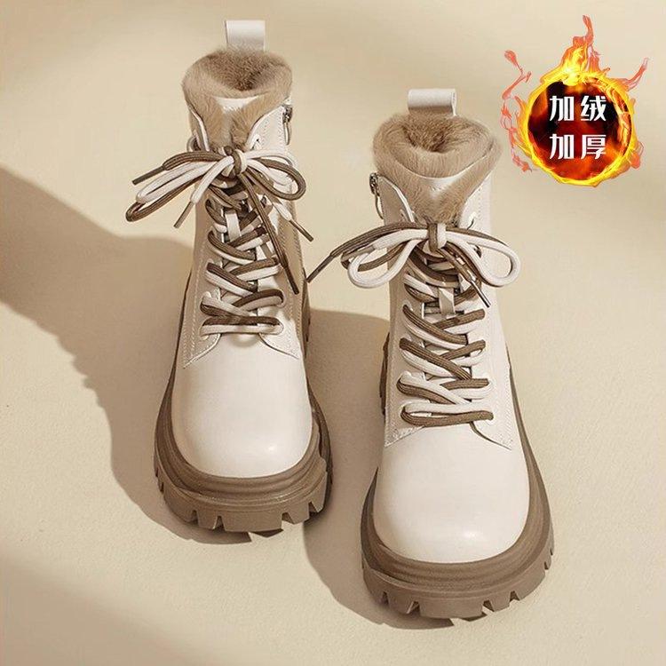 

Martin boots white new autumn and winter thick-soled non-slip short boots piled and thickened warm snow boots 35