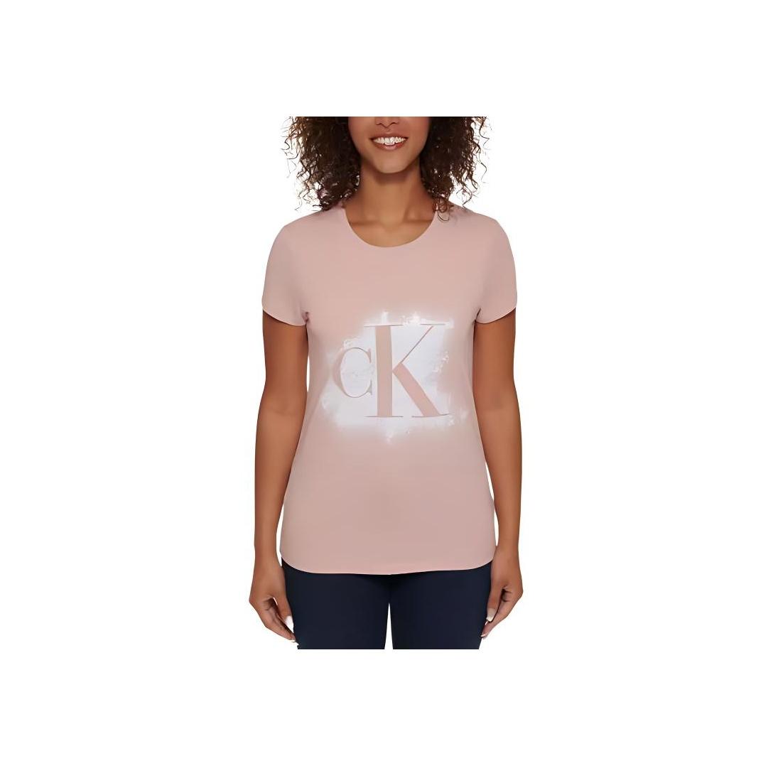 

Calvin Klein Loose Fit Simple Round Neck Short Sleeve T-Shirt Women Tops Pink 1577512 L