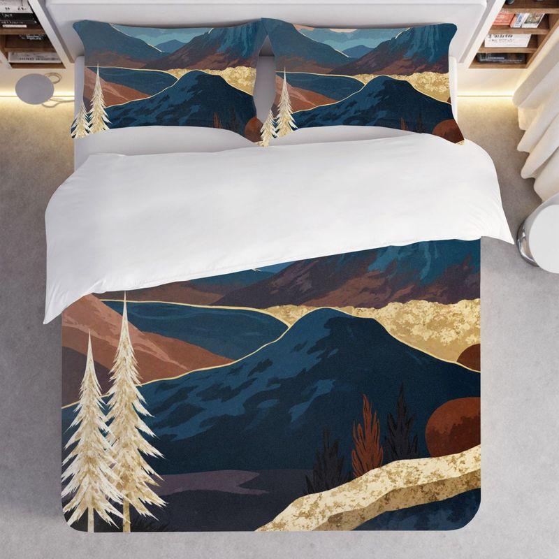 3Pcs Bedding Pillowcase Quilt Cover Set Flat Peach Sky Tree 2D Digital Printing Suitable For Bedroom Hotel Dormitory Decor