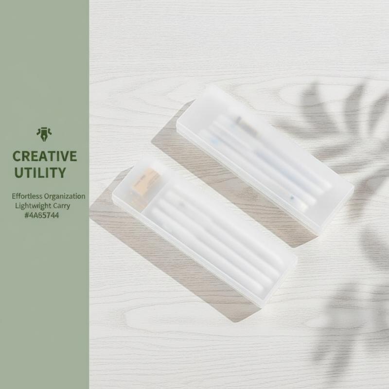 Matte Transparent Pencil Case Frosted Plastic Pen Storage Box For School Office Stationery Organization Supplies