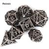 7 ks Silver Dragon Metal Dice Sada dutých kovových mnohostěnných kostek Vhodné pro RPG stolní karetní hru