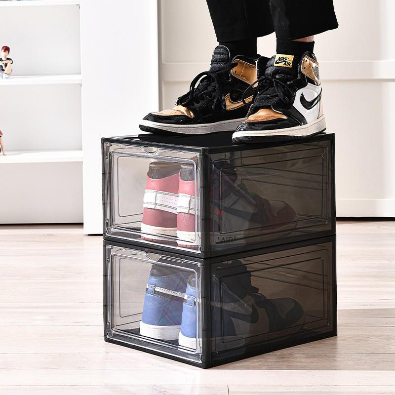 Transparent Multi-Layer Shoe Storage Box with Dustproof Side-Opening Drawer