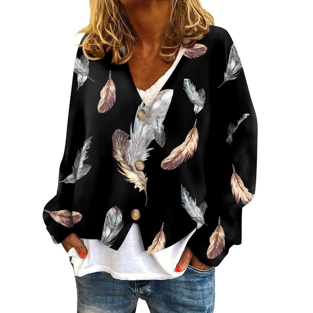 Jachetă de damă, ocazională, cu mânecă lungă, cu imprimeu de Crăciun