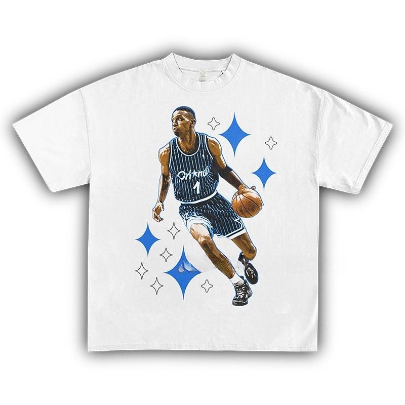 Men's Summer Hot New Tees Homage Tees Star Penny Hardaway American Vintage Character Print Blockbuster Short Sleeve T-Shirt