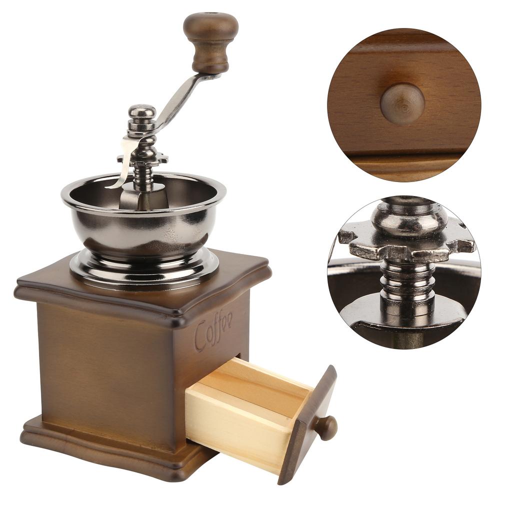 Handkurbelmühle Stahlkern Manuelle Kaffeebohnenmühle Retro-Mühle für Zuhause Camping