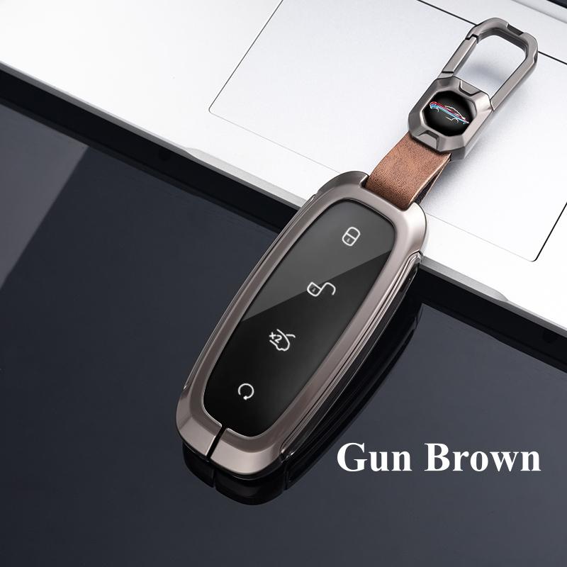 

Металлический сплав цинка, автомобильный смарт-чехол для дистанционного ключа, защитный держатель, сумка для DENZA D9 2022, автомобильный Стайлинг, брелок, аксессуары коричневый