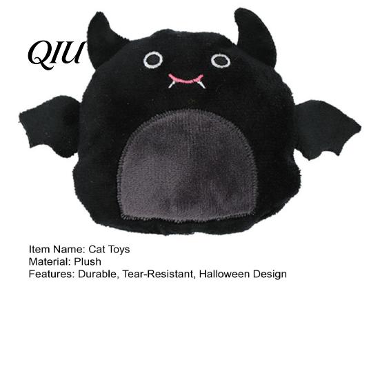 Chew Resistant Cat Toy Halloween Catnip Plush for Cats, Bat Devil Cartoon Kicker with Interactive Toys Crinkle, Durable Chewing Play Kittens,
