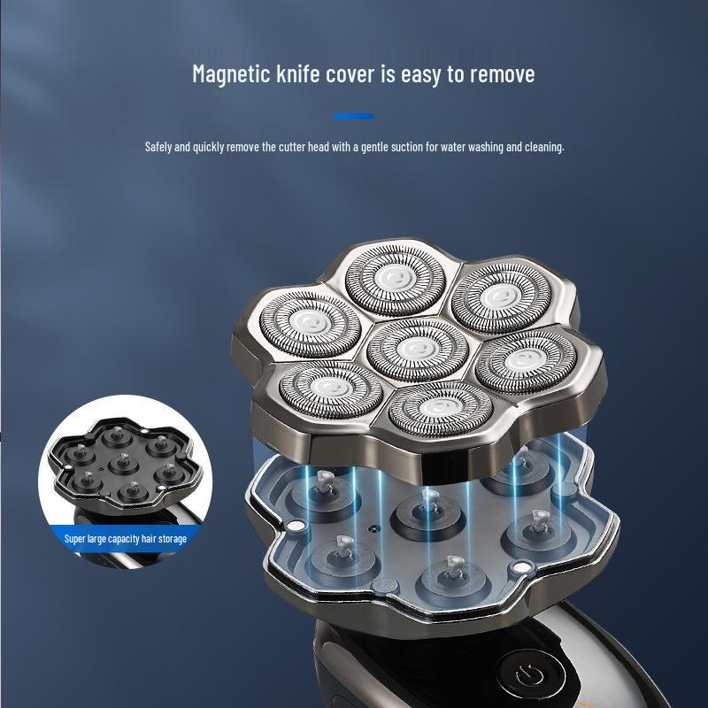 High-Power Waterproof Electric Shaver for Men's Bald Head
