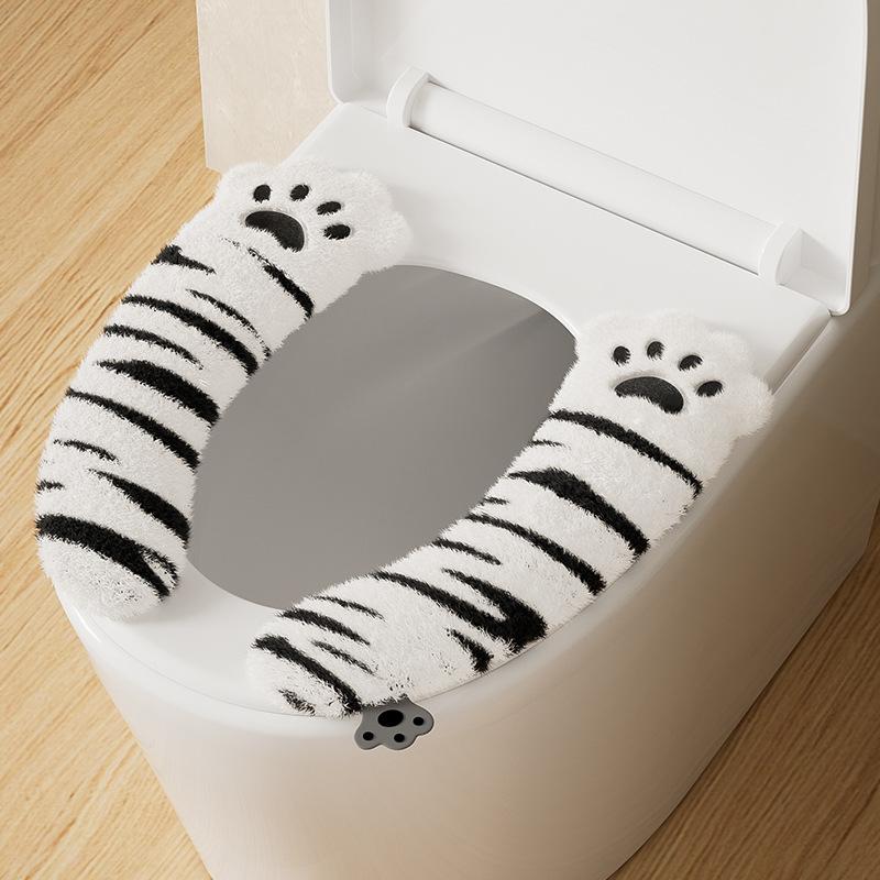 Toilet seat cushion household paste type winter warm plush toilet bathroom thickened