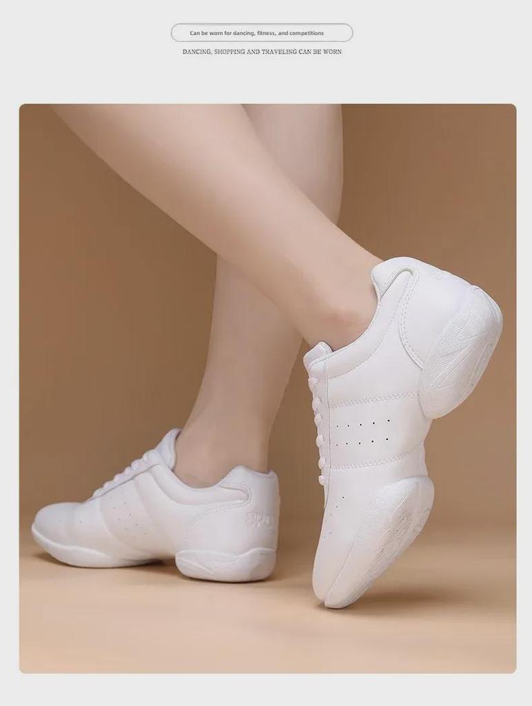 Kinder Wettkampf Aerobic Cheerleading Schuhe - Weiche, Rutschfeste Weiße Schuhe für Training und Wettkämpfe
