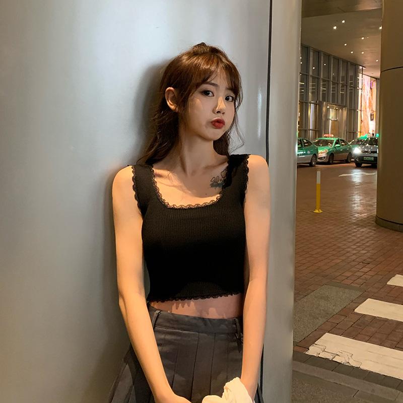 Tank Tops Women Plain Lace Up Crop Tank Top for Women Basic Solid Sexy Crop Tops Square Neck Plain Crop Tops Summer