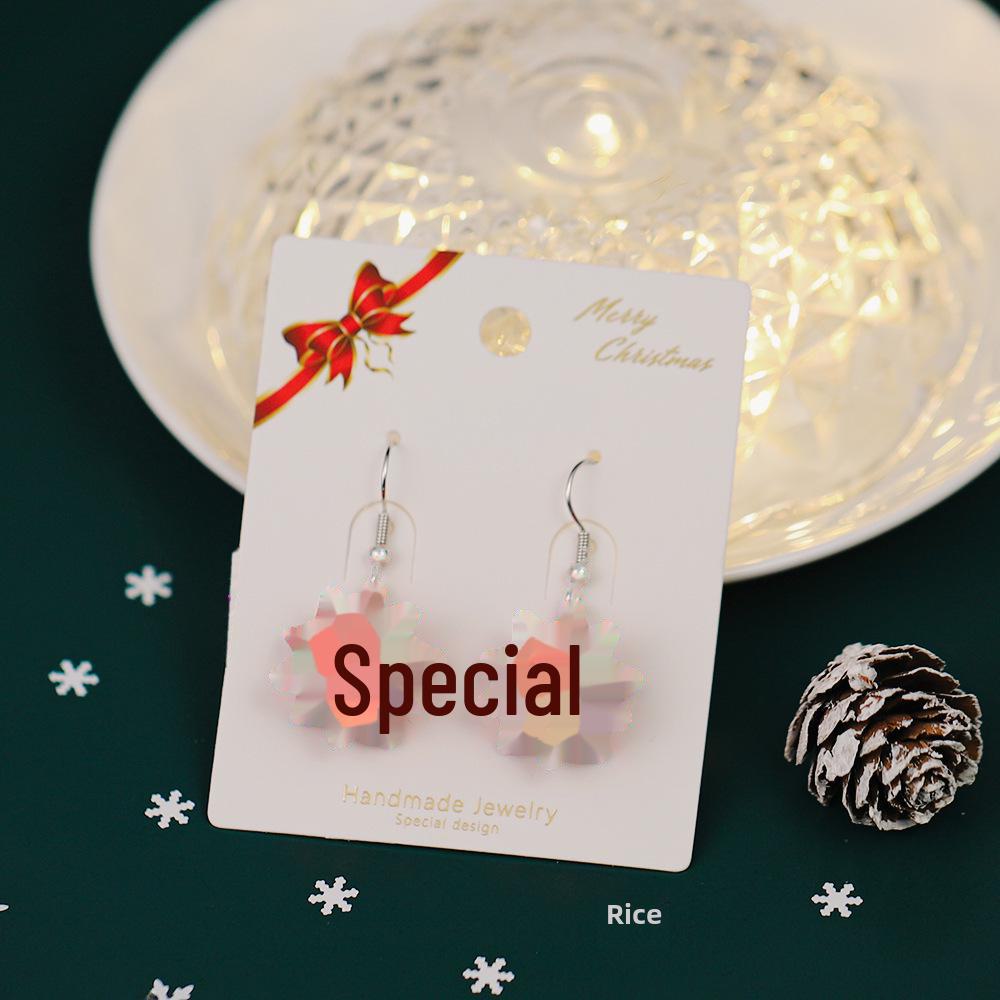 Europäische & Amerikanische Weihnachtszuckerstangen-Ohrringe mit Schneeflocken- & Weihnachtsmann-Design