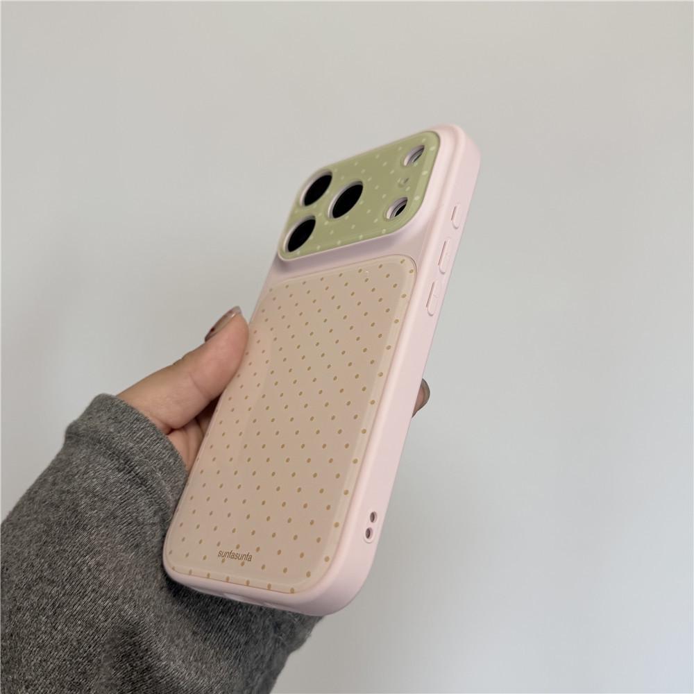 Korean Style Pink Polka Dot iPhone Case for 16 Pro Max/15/14/13