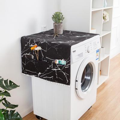 Black Marble Print Refrigerator and Washing Machine Dust Cover - For Single and Double Door