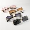 4PCS Fashion Rimless Sunglasses Women Trendy Small Rectangle Sun Glasses  Summer Traveling Style Brown Shades for Men