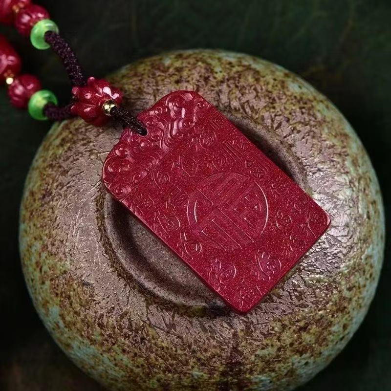 Cinnabar Blessing Pendant for Protection - Heavenly Official Amulet Necklace