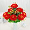 Multicolor Peony Artificial Flower Green Leaves Red Berries Decorative Flower Bouquet Photo Props Floral Arrangement