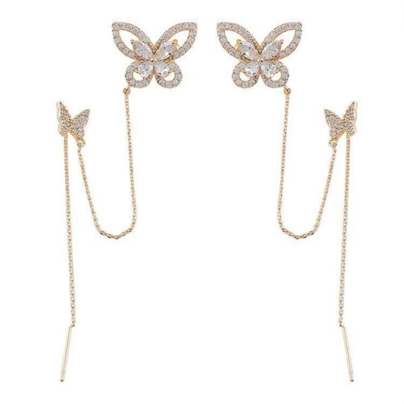 Earstuds Simple Fashionable Earrings Hollowed Out Butterfly Zircon Earrings for Women Ear Clips Ear Lines and Dynamic Accessories