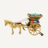 Gemstone Work Brass Horse Cart Replica Decor Showpiece, Multicolored, Brass