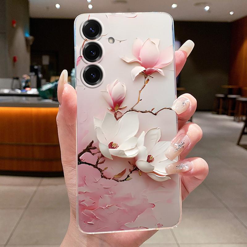 For Samsung S25 FE Case Luxury Butterfly Flower Silicone Soft Cover For Samsung S25FE S24 FE Transparent Protective Phone Cases