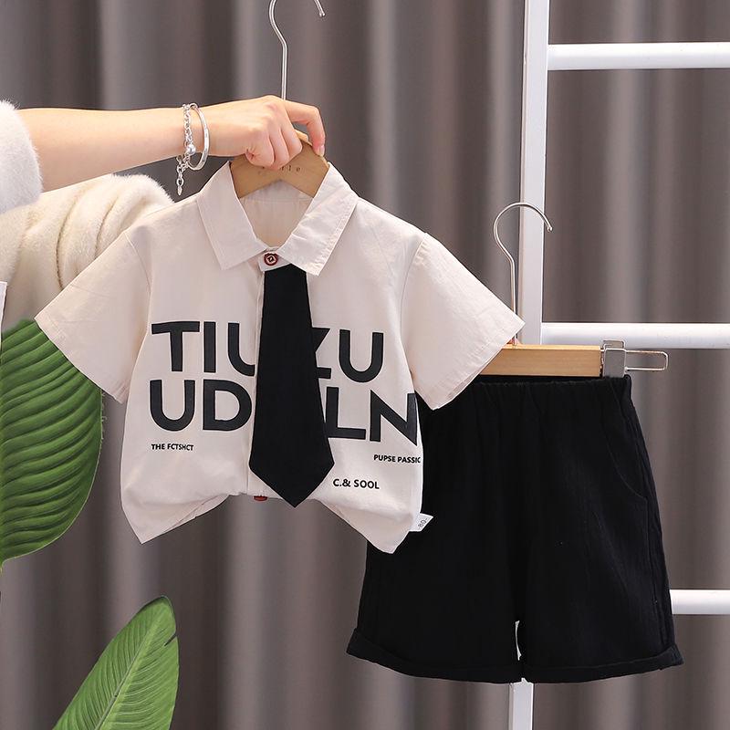 

Korean Style Boys Streetwear Set: Summer Shirt & Trendy Two-Piece Outfit 80 (recommended height for 15-20 jin) кремовый/белый