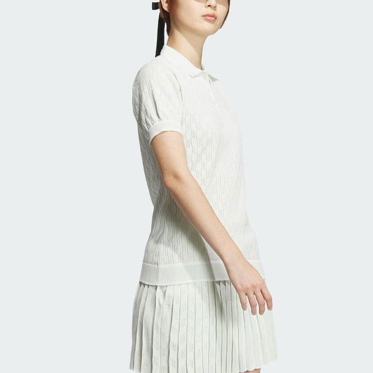 adidas Primeknit Short Sleeve Polo Shirt Solid Color Golf Polo Shirt Women Tops Light-Green IN6617