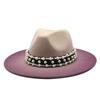Unisex British Style Woolen Jazz Hat Large Brim Pearl Spray Hat