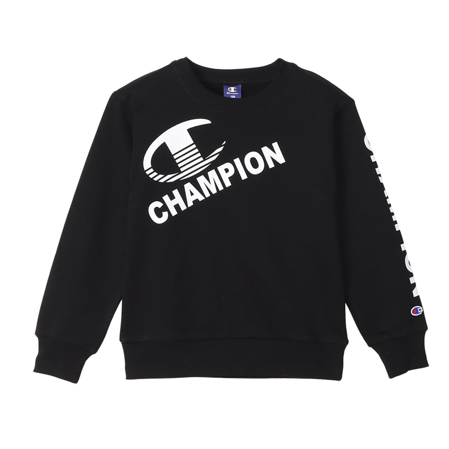 

Champion Long Sleeve Crew Neck Sweatshirt with Graphic Logo Size 130 CK-YS003 Print, Schoolboy, Black, чёрный